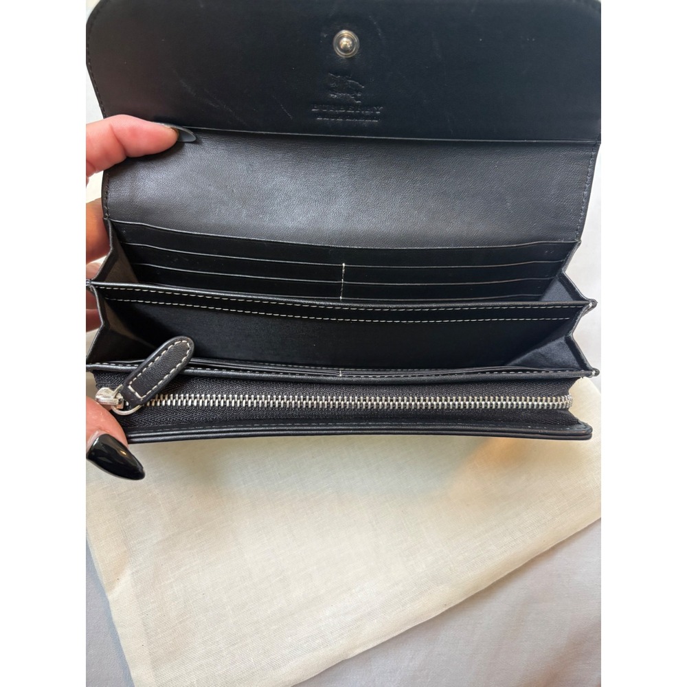 Burberry Blue Label Nova Check Black Leather Flap Long Wallet Excellent - Picture 8 of 15